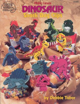 Plastic Canvas Dinosaur Snack Bag Clips