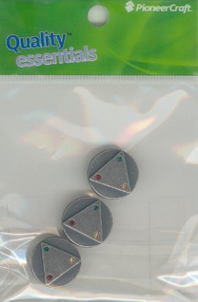 18mm Metal Buttons with Coloured Stones pkt3