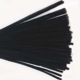 Chenille Sticks 6mm; Black 100p