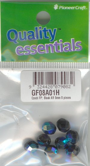 (image for) 8mm Faceted Beads Black AB 8p