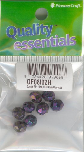 8mm Faceted Beads Red Iris 8p 8mm Faceted Beads Red Iris 8p