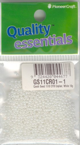 Czech Seed 11/0 CYR Ceylon; White 10g Czech Seed 11/0 CYR Ceylon; White 10g