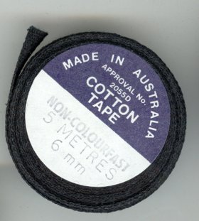 Cotton Tape 6mm x 5 metres Black