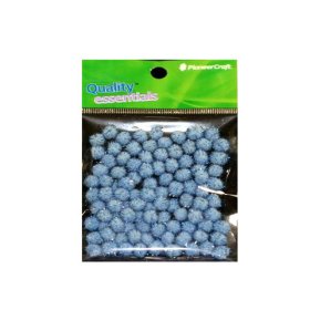 Glitter Pom Pom 07mm; Light Blue 100p Glitter Pom Pom 07mm; Light Blue 100p