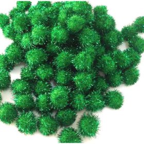 Glitter Pom Pom 20mm; Green 100p Glitter Pom Pom 20mm; Green 100p