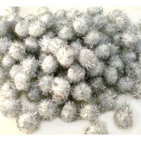 Glitter Pom Pom 20mm; Silver 100p Glitter Pom Pom 20mm; Silver 100p