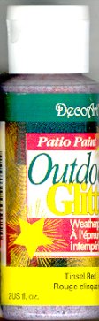 (image for) DecoArt Patio Paint, Outdoor Glitter 2oz Tinsel Red