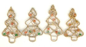 Beaded Wire Xmas Tree Embellishment 12p