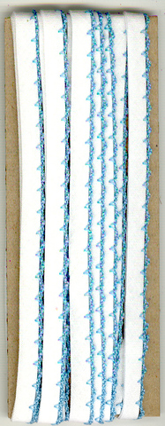 6mm Fancy Bias Binding Blue Cotton Folded x 3m