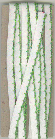 6mm Fancy Bias Binding Lt Green Cotton Folded x 3m