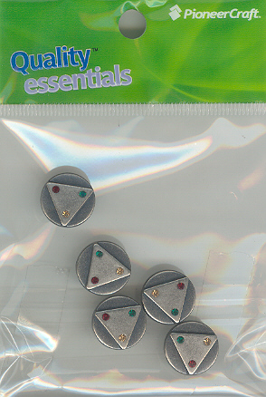 (image for) 15mm Metal Button with Coloured Stones Pkt5