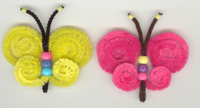 (image for) Chenille Stick Butterfly with Facet Pony Beads 2 Pieces