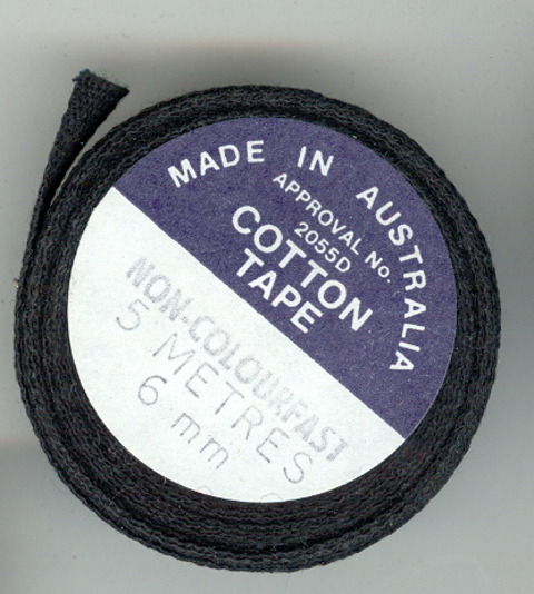(image for) Cotton Tape 6mm x 5 metres Black