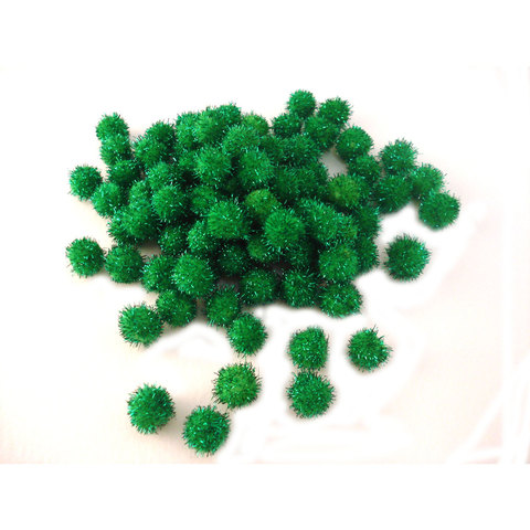 (image for) Glitter Pom Pom 10mm; Green 100p