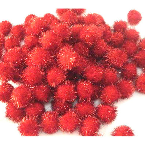 (image for) Glitter Pom Pom 20mm; Red 100p