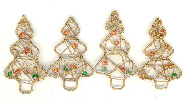 (image for) Beaded Wire Xmas Tree Embellishment 12p