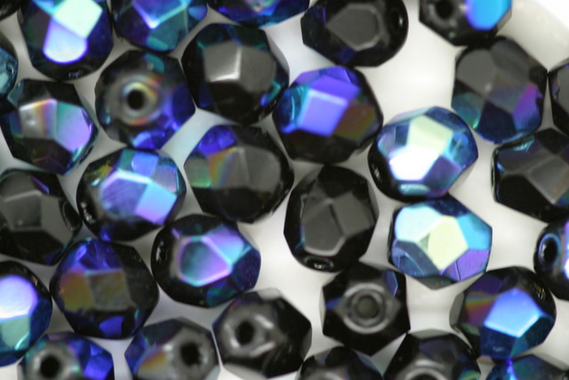 (image for) 6mm Faceted Beads Black AB 25 grams