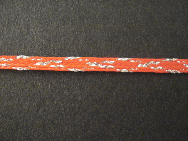 (image for) Glitter Braid Silver/Scarlet 6mm wide