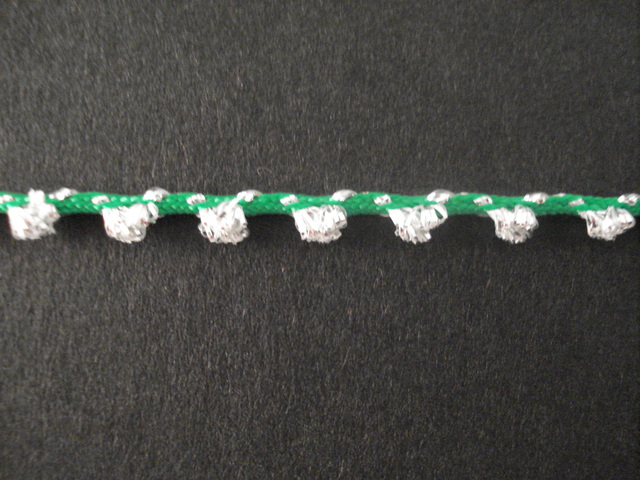 (image for) Glitter Braid Silver/Emerald 7mm wide
